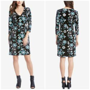 NWT Karen Kane Velvet Floral Embroidered Sheath Dress